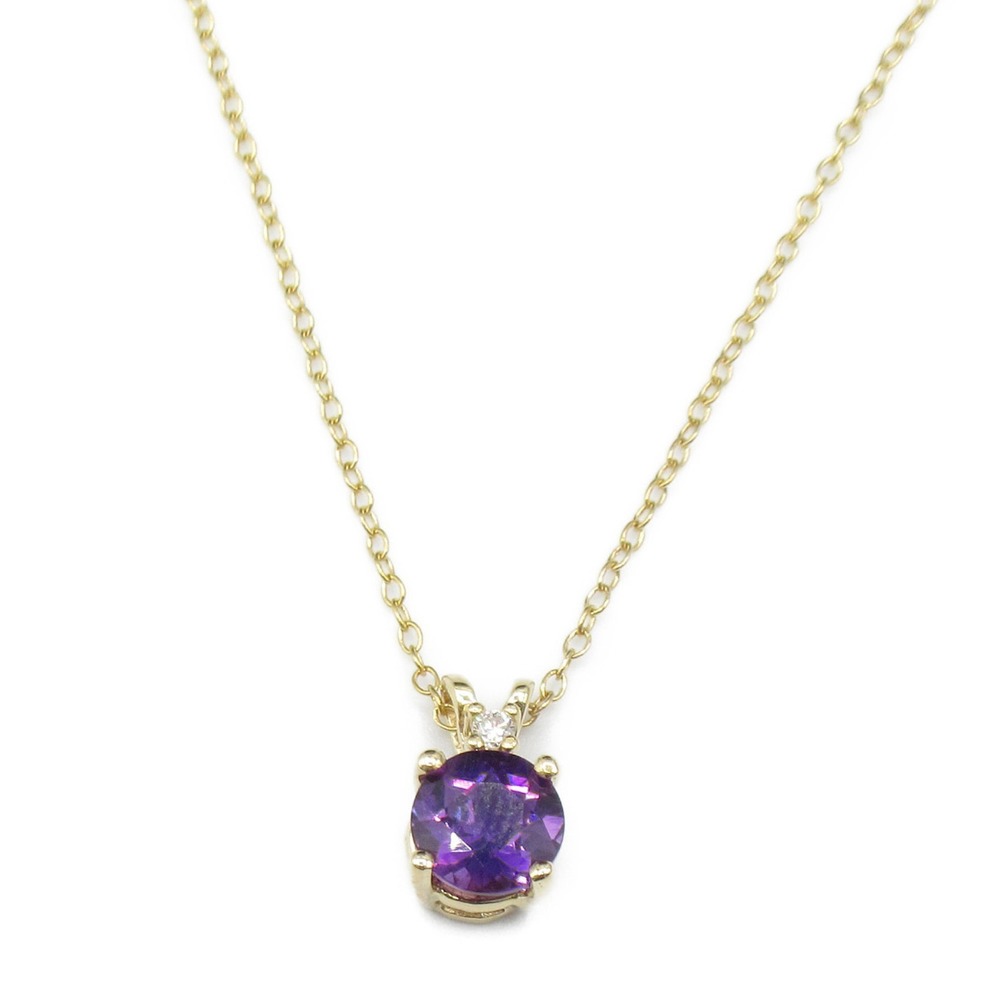 Tiffany Amethyst Diamond Necklace Yellow Gold Diamond Amethyst Purple Clear